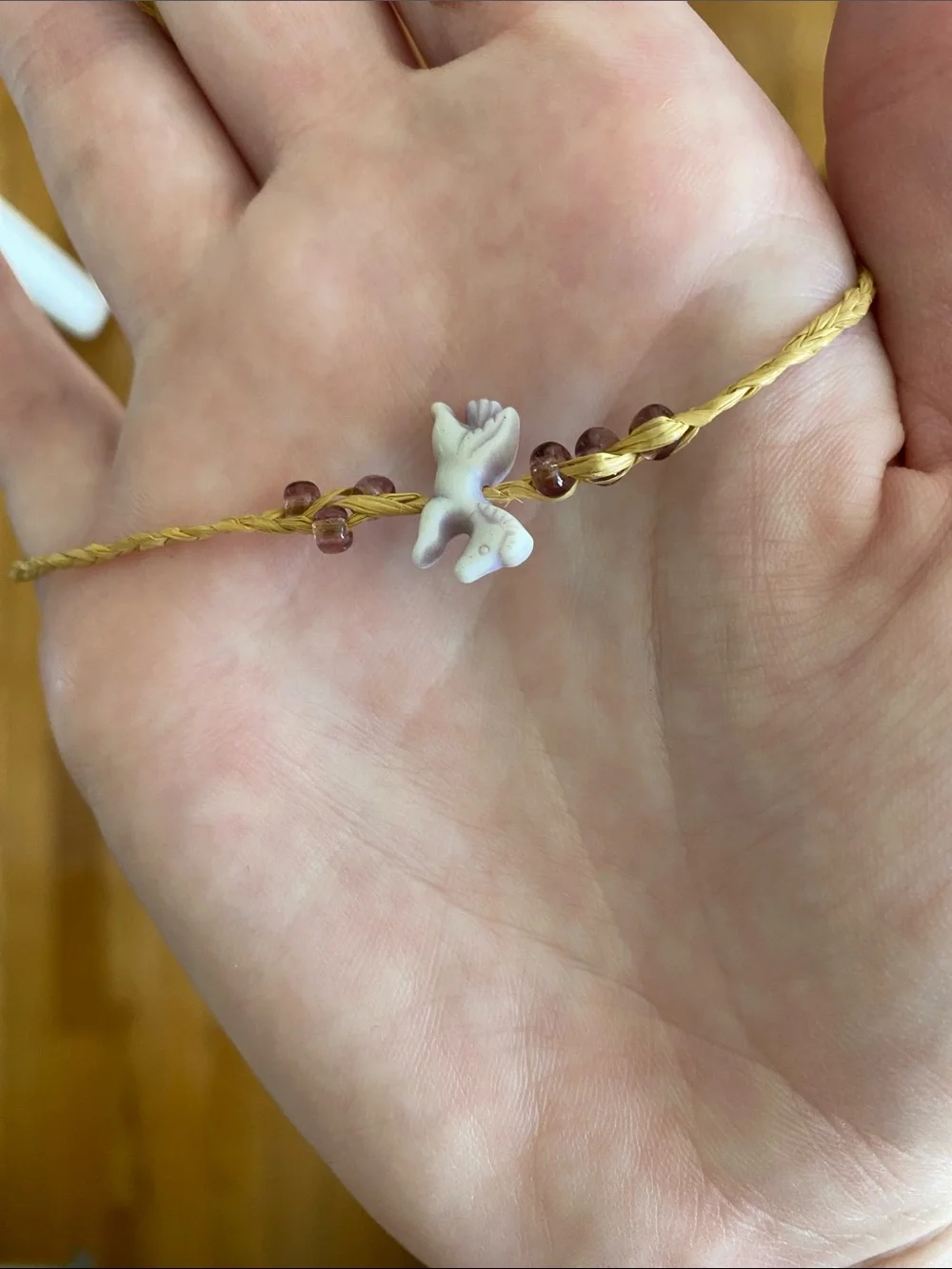 Handmade Yellow Braided Friendship Bracelet with Colorful Beads
